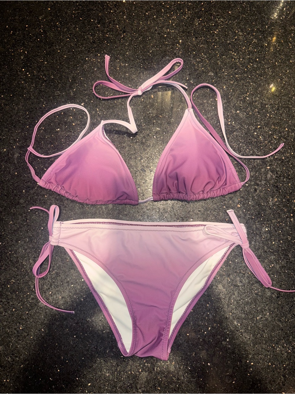 Purple and Pink Ombre Triangle Bikini Set